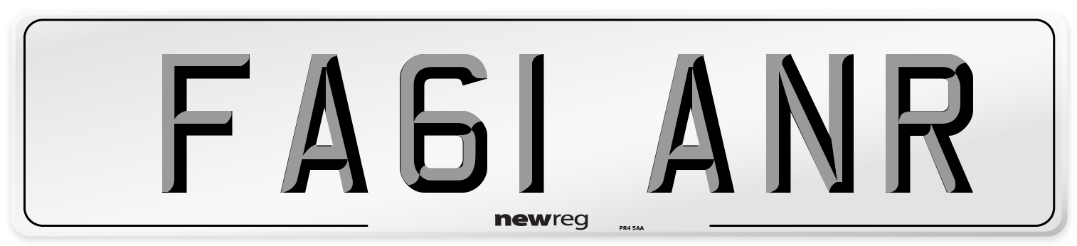 FA61 ANR Number Plate from New Reg